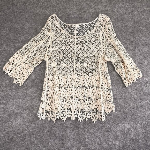 VTG Dress Women Med Brown Lace Crochet Boho Cottage Core Layered Outfit 2 Pc Set - Picture 13 of 16